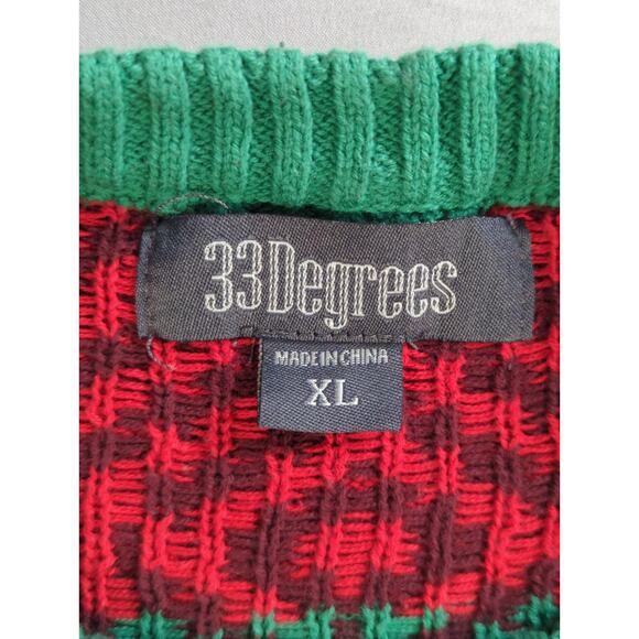 33Degrees Santa Beer Pocket Ugly Christmas Sweater Red Green Mens XL Funny - Picture 2 of 11